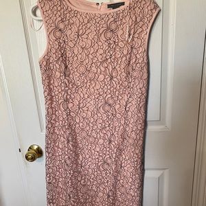 Pink and black lacy overlay dress